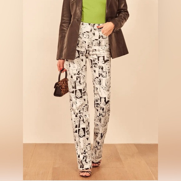 Reformation Newsprint High Rise straight long jeans in Comic Size 23 | Poshmark