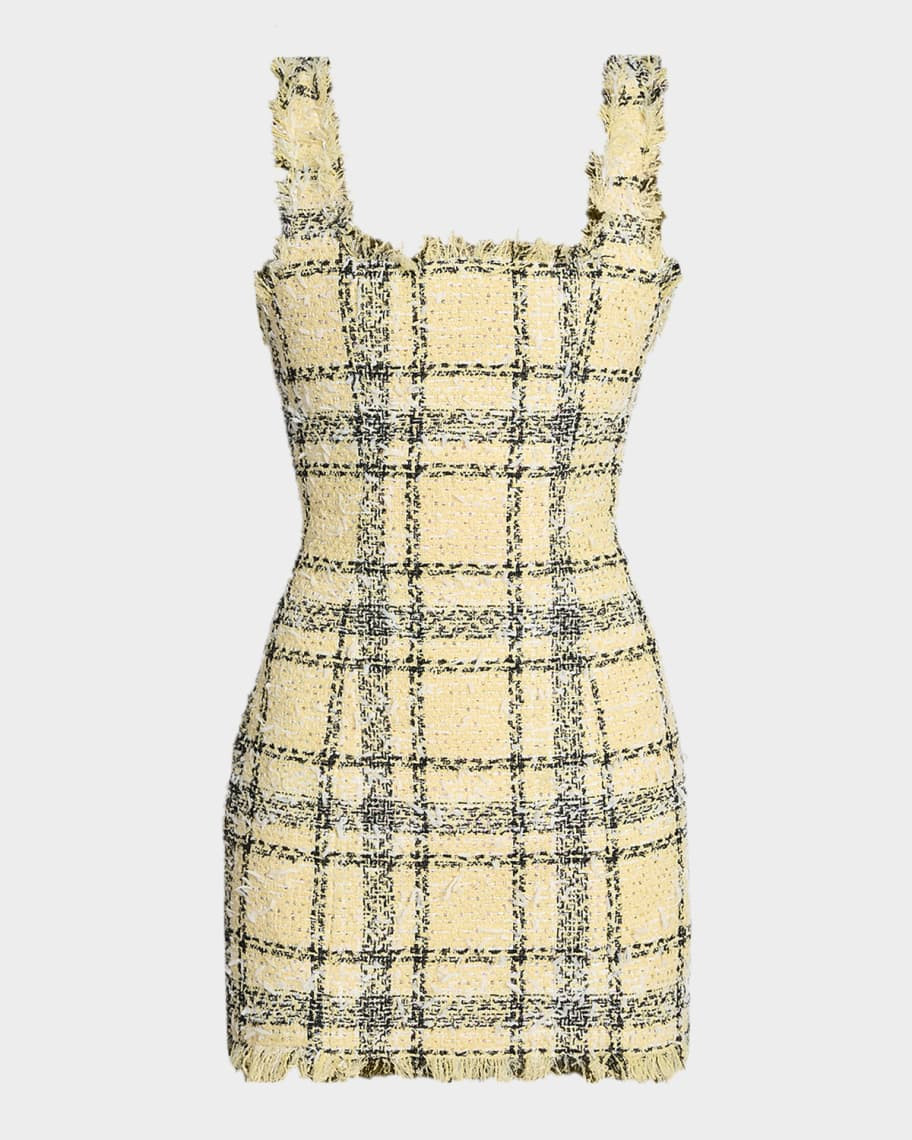 Balmain Check Paillette Tweed Sleeveless Mini Dress | Neiman Marcus