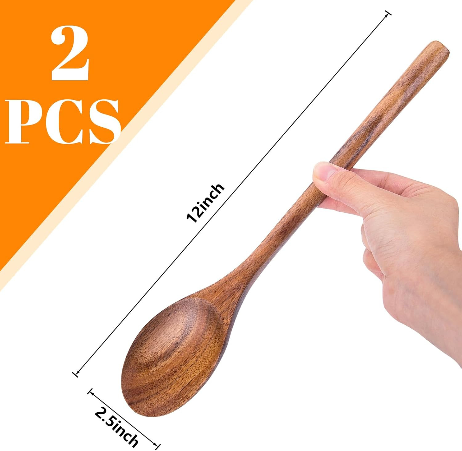 2PCS Wooden Cooking Spoons, Wooden Kitchen Utensil Large Cooking Spoon for Cooking Serving Mixing | Amazon (US)