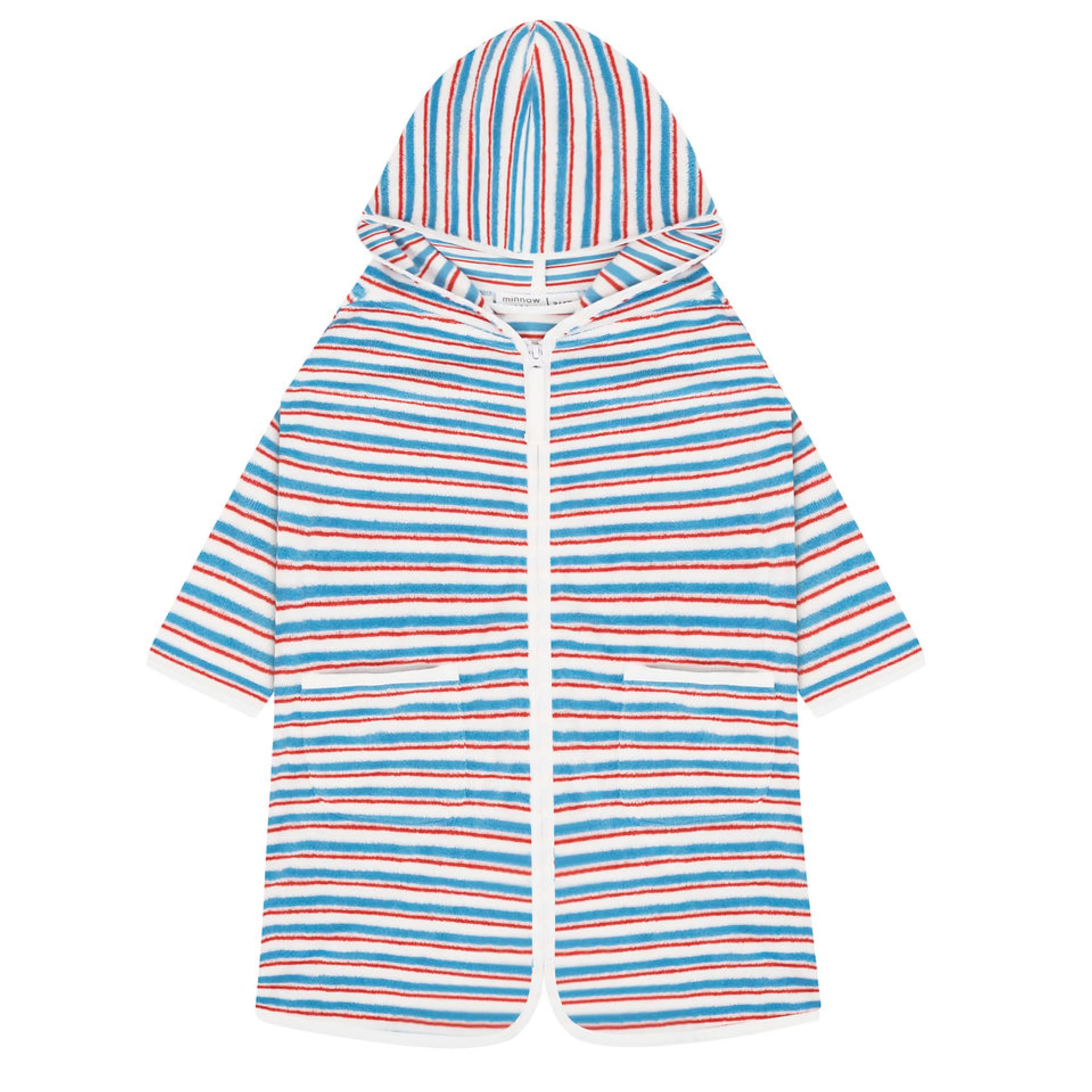unisex jetty stripe french terry hooded zipper coverup | Minnow