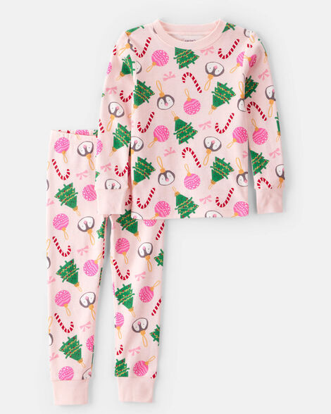 Baby Girl Pink Ornaments 100% Cotton Long-Sleeve Snug Fit 2-Piece Pajamas - Pink | Carter's Inc