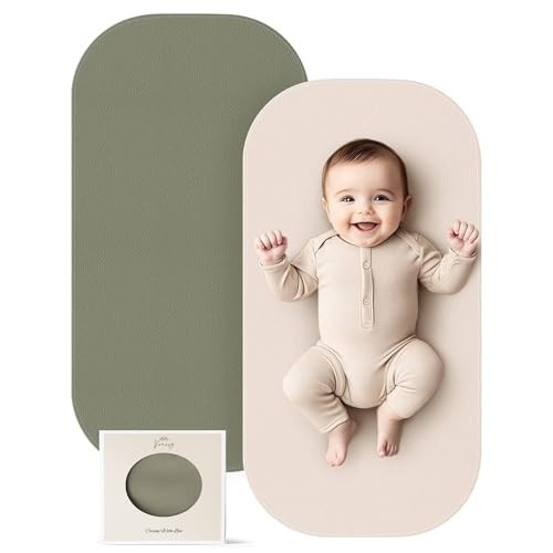 Konssy Faux Leather Baby Changing Mat, Waterproof, Wipeable & Portable Diaper Changing Pad for Travel or Home, Fits Perfectly in Diaper Bag, 30 x 17 inches (Fog Green,Beige) | Amazon (US)