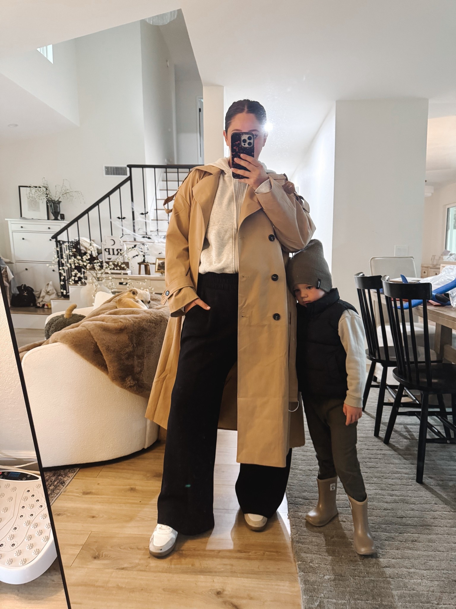 Trench coat season baby!! I searched long and hard for the perfect oversized trench coat that was under $100. This one is on sale right now for $52!! Can’t beat it. Plus it’s waterproof. Will be living in this all winter. 

Coat - XL
Jacket - L
Pants - L - P.S. these are the best pants I have ever owned. They’re sweats and you’d never know it. 👌🏼

#LTKFindsUnder100 #LTKSeasonal #LTKMidsize