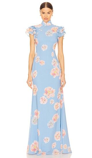 Sylvie Dress in Blue Multi | Blue Floral Dress | Blue Wedding Guest Dress | Revolve Clothing (Global)