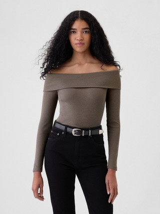 Modern Rib Off-Shoulder Cropped Top | Gap (US)