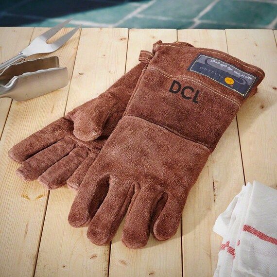 Personalized Leather Grilling Gloves | Unique Grilling Gift For Dad | Gifts For Guys | BBQ Access... | Etsy (US)