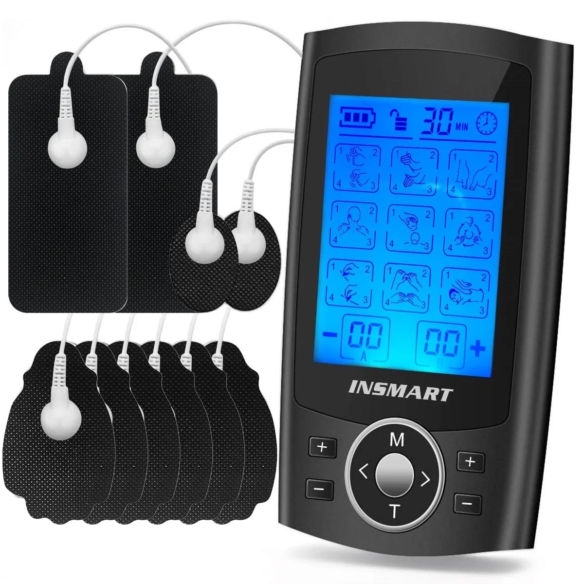 INSMART TENS Unit Rechargeable Muscle Stimulator EMS Dual Channel with 10 Reusable Electrode Pads... | Walmart (US)