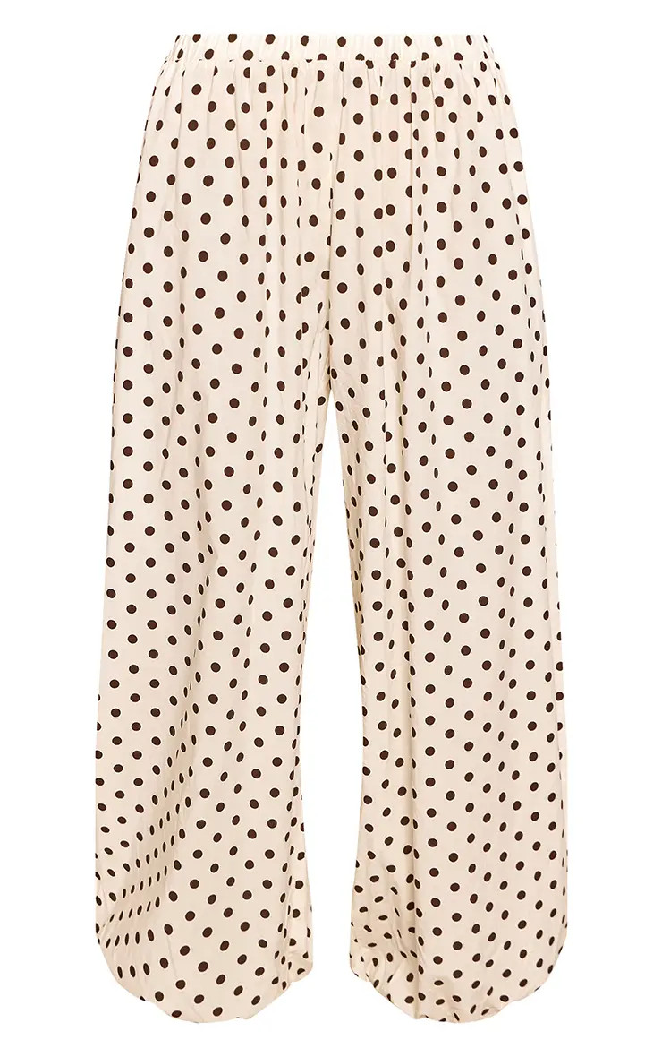 Cream Polka Dot Balloon Hem Trousers Co-ord | PrettyLittleThing UK