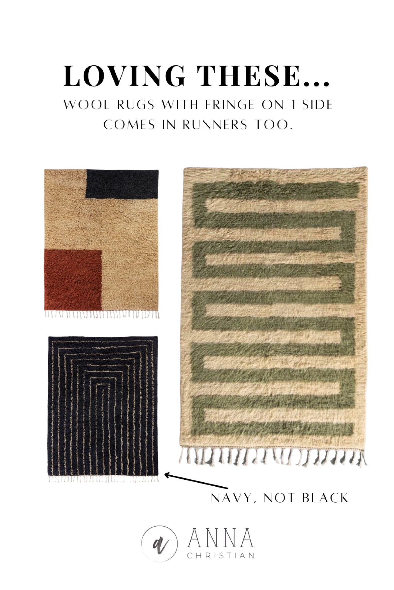 These would be such pretty rugs in a runner size. Love the one sided fringe.

Neutral
Modern
Wool
Natural
@allmodern 

#LTKHome