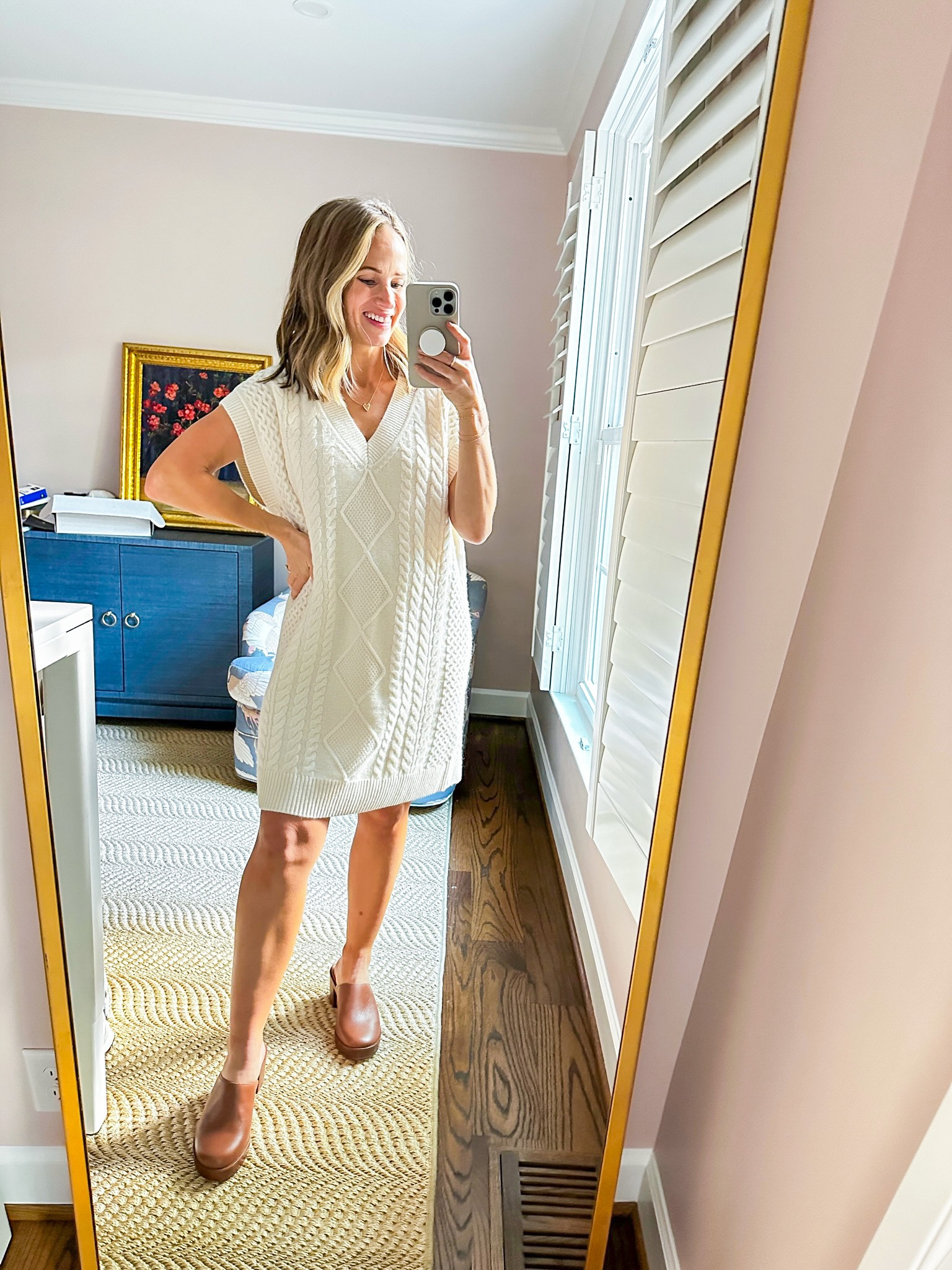 This white cable-knit sweater dress from Madewell is a great option for an office! I have it styled with Madewell clogs and love the look. The fit is oversized, so I’d go down a size.

#LTKworkwear#LTKSeasonal#LTKstyletip