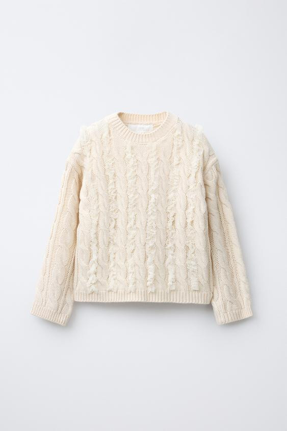CABLE KNIT TULLE SWEATER | Zara US