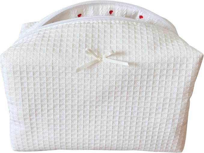 Cotton Quilted Makeup Bag Coquette Accessories Make up Bag Organizer Cute Cosmetic Pouch Travel M... | Amazon (US)