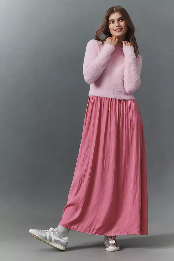 The Thea Long-Sleeve Eyelash Twofer Sweater Dress | Anthropologie (US)