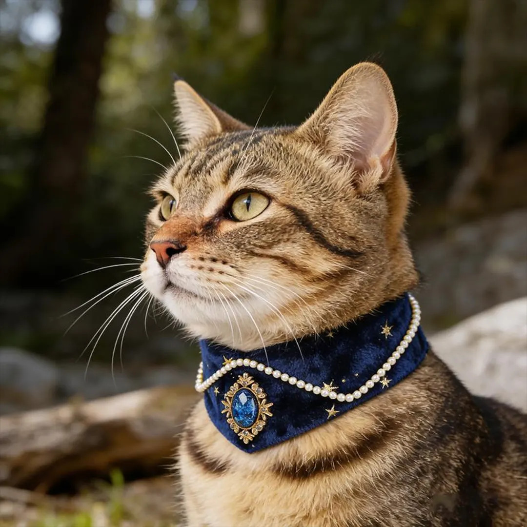 Celestial Navy Velvet Cat Collar With Sapphire Blue Crystal, Starry Night Pet Choker, Luxury Kitt... | Etsy (US)