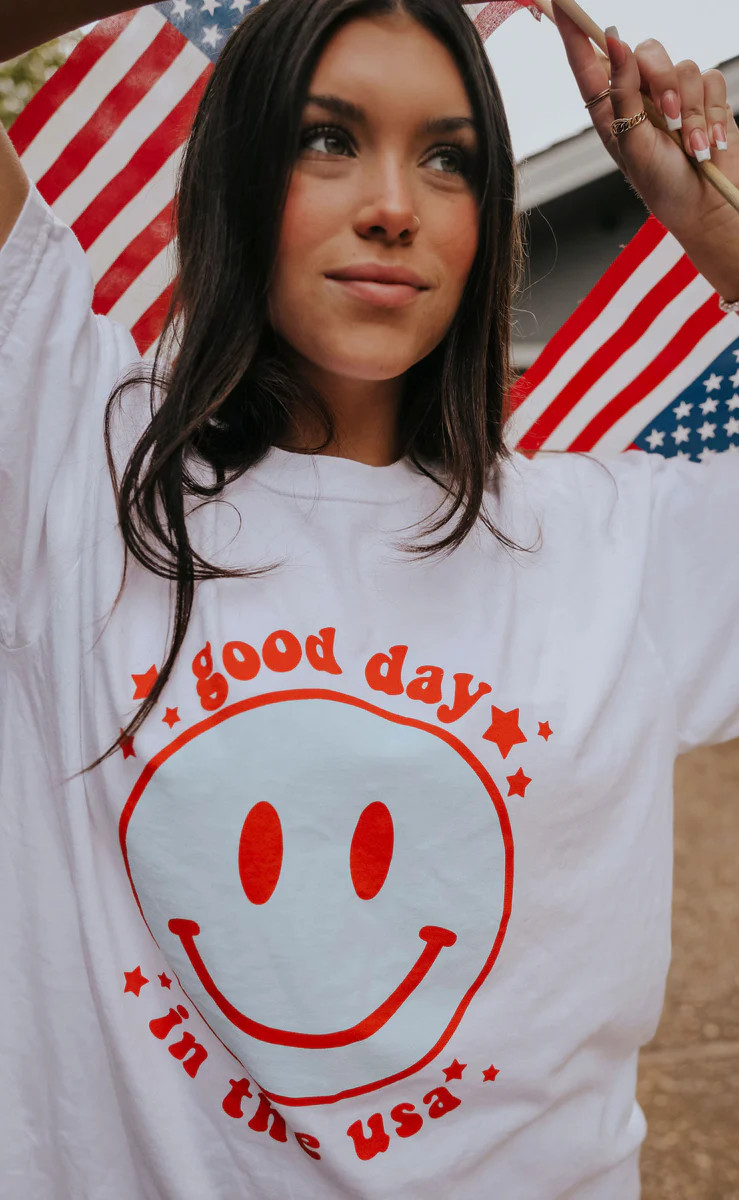 friday + saturday: good day usa adult t shirt | RIFFRAFF