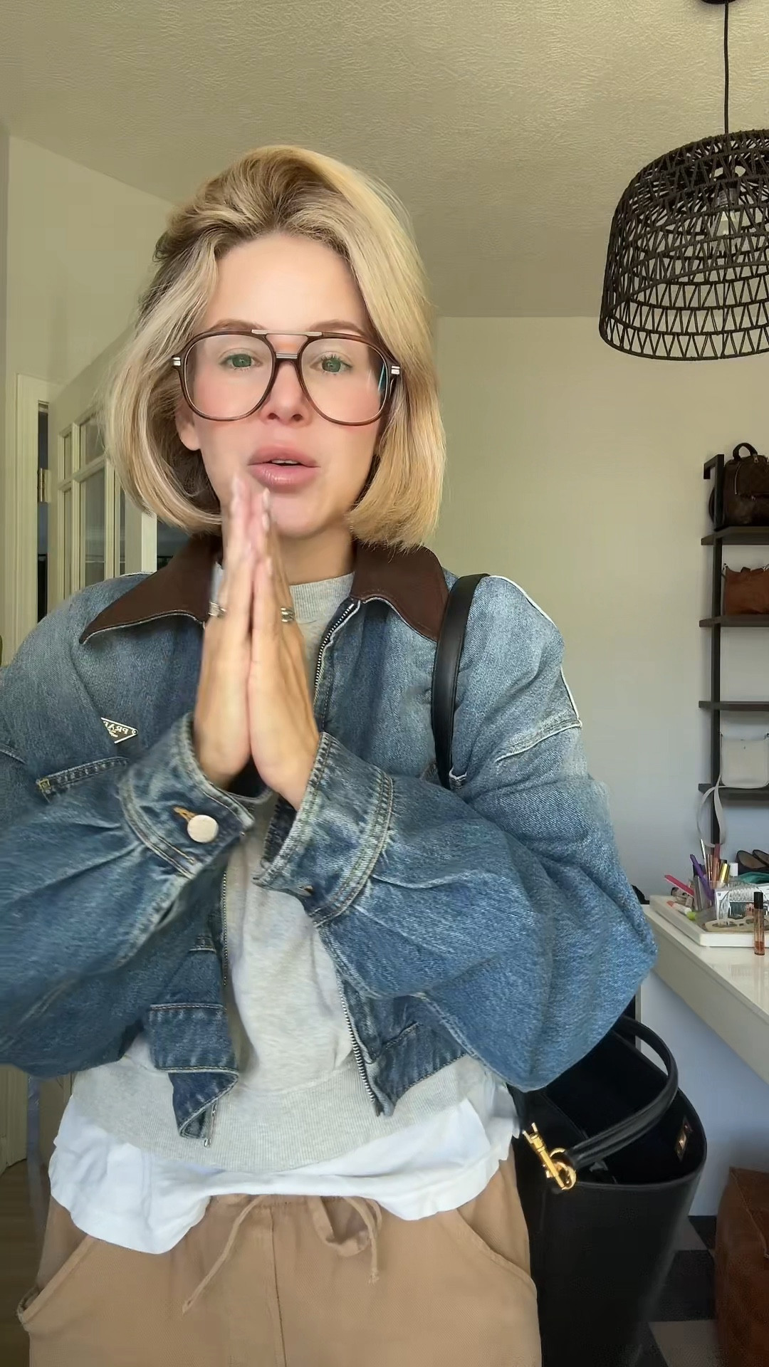 Prada denim jacket and gap barrel pants for the win! Size down in the pants  

#LTKOver40 #LTKWorkwear #LTKItBag