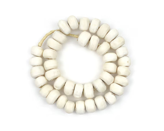 Large White African Bone Beads White Décor Beads Decorative - Etsy | Etsy (US)