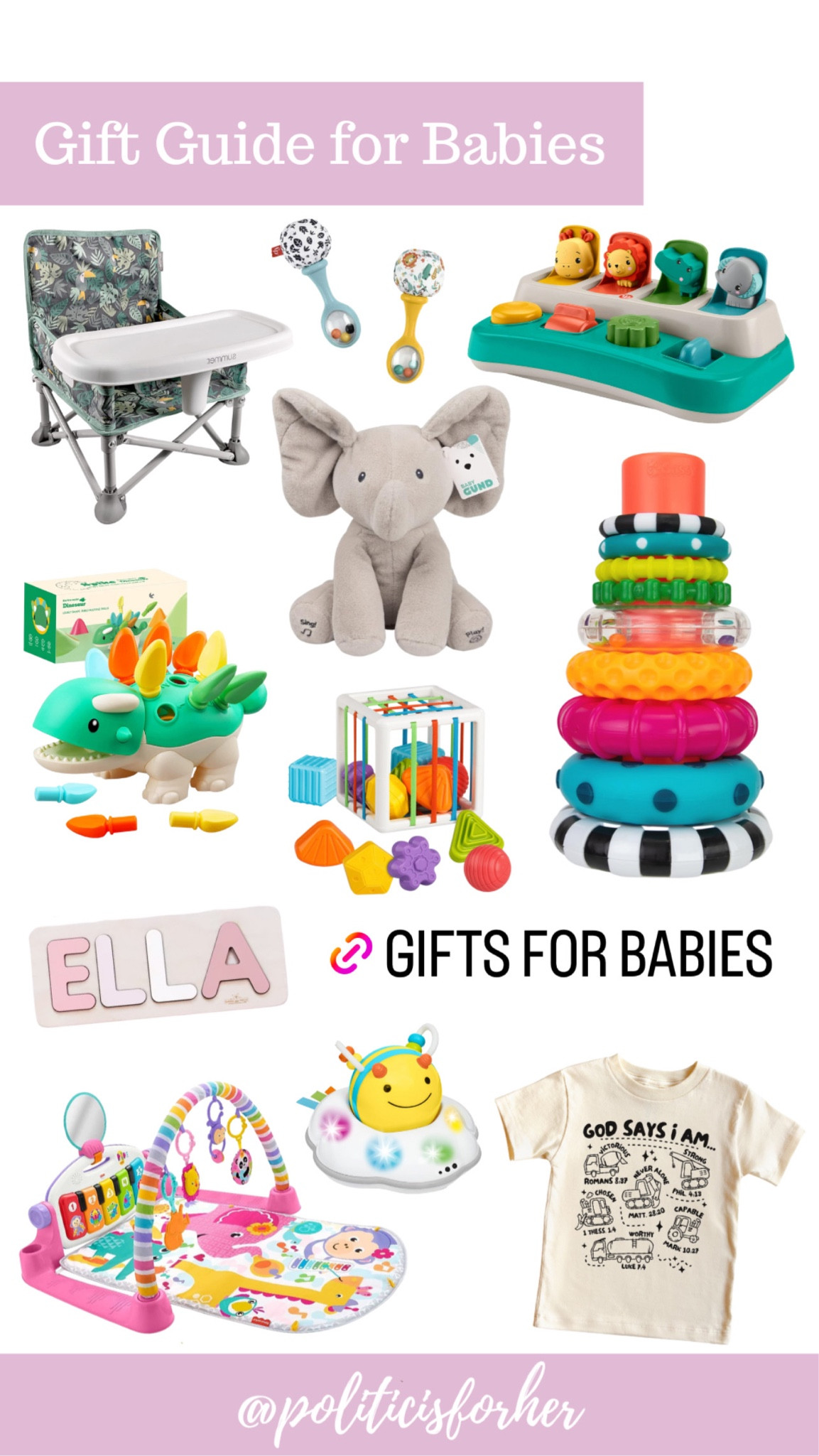 2023 gift guide for babies! Great gifts for kids in the 0-2 year old range and a few different price points too! Gifts for one year old girl, gifts for one year old boy, gifts for newborn boy, gifts for newborn girl, gifts for infant boy,  gifts for infant girl, gifts for baby boy, gifts for baby girl 

#LTKbaby #LTKkids #LTKGiftGuide