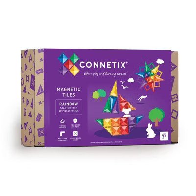 CONNETIX Magnetic Tiles Rainbow Starter Pack Building Blocks 60pc: Educational Toy Blocks for Cre... | Target