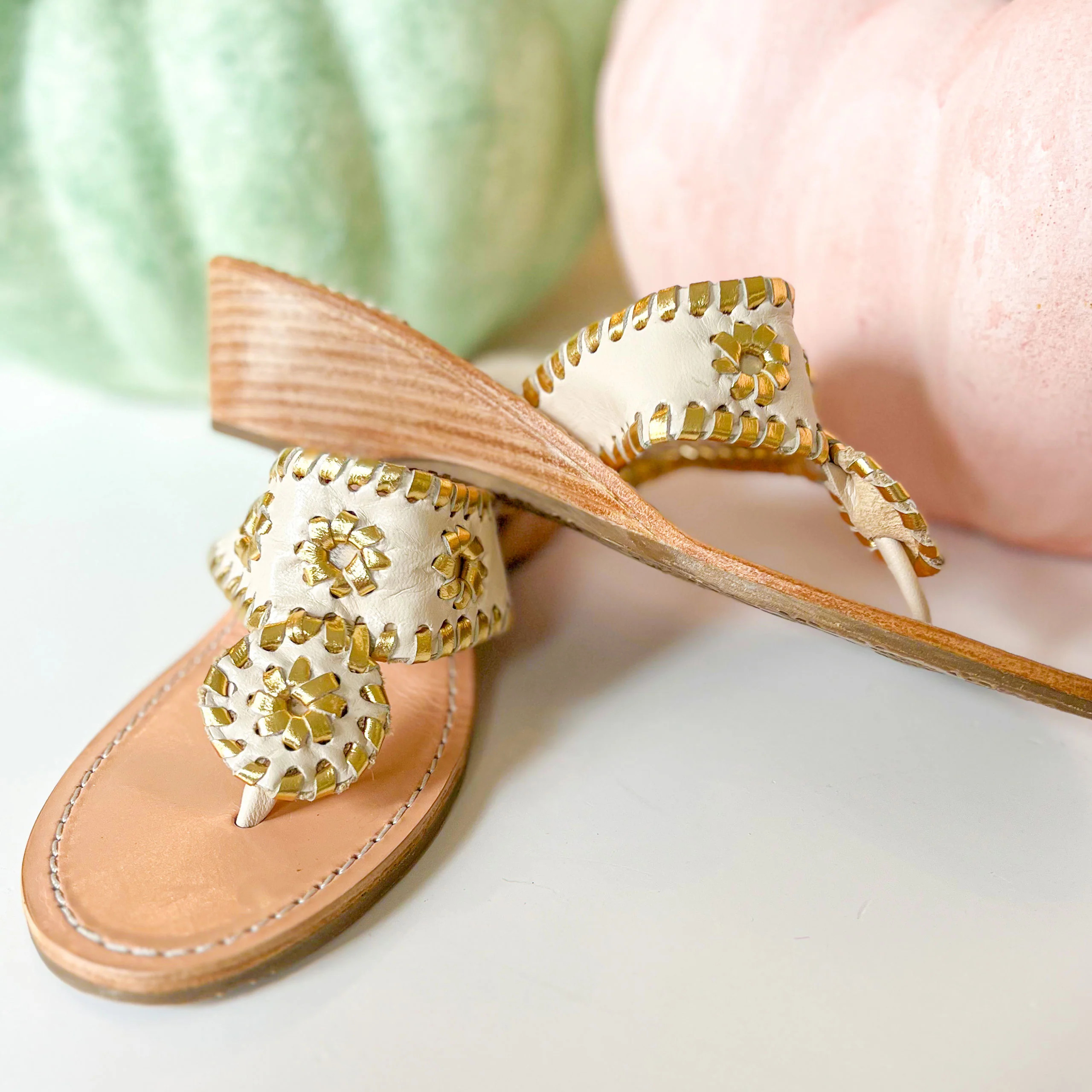 Classic Mid Wedge Cream Latte | Palm Beach Sandals