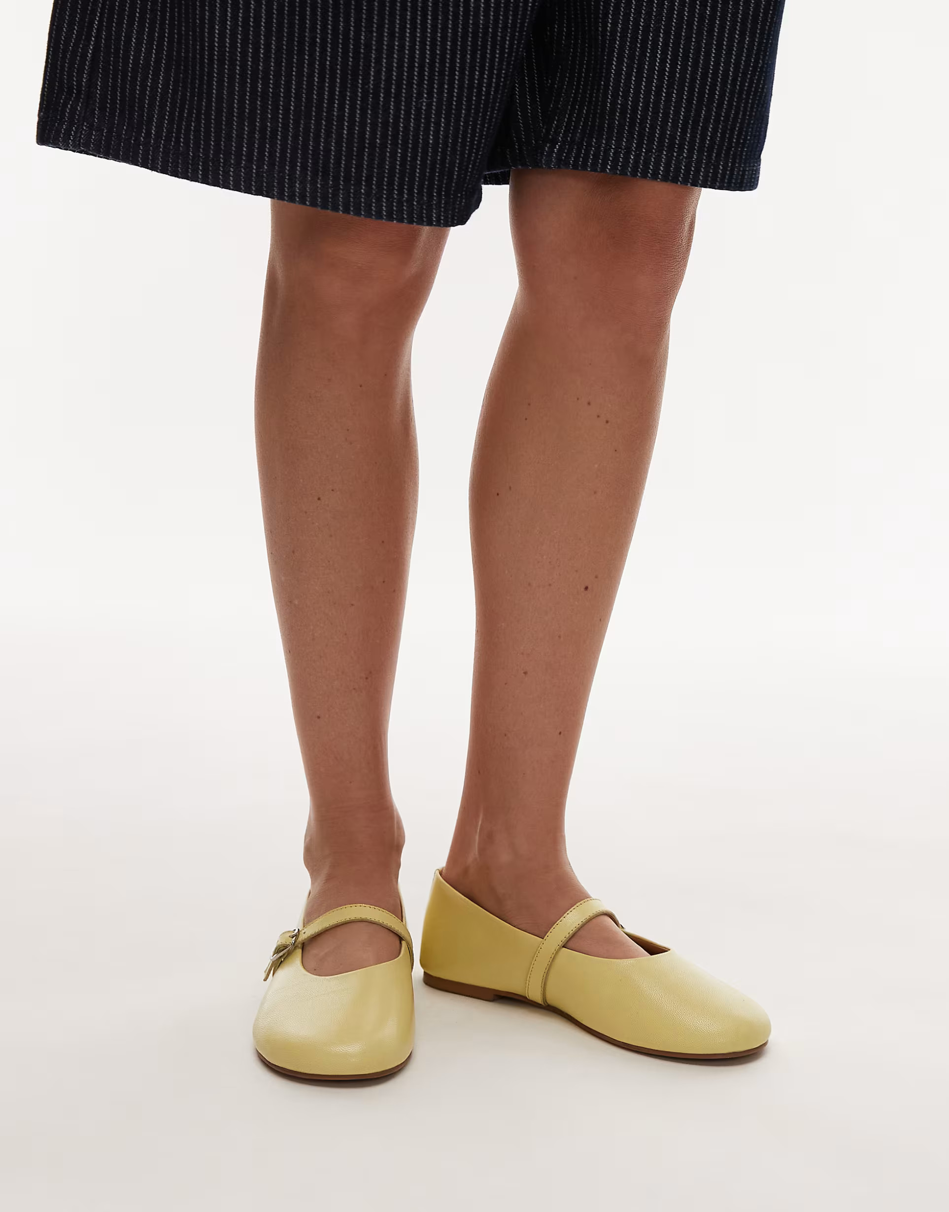 Topshop Ash real leather ruched ballet flat shoes with buckle in pale yellow | ASOS | ASOS (Global)
