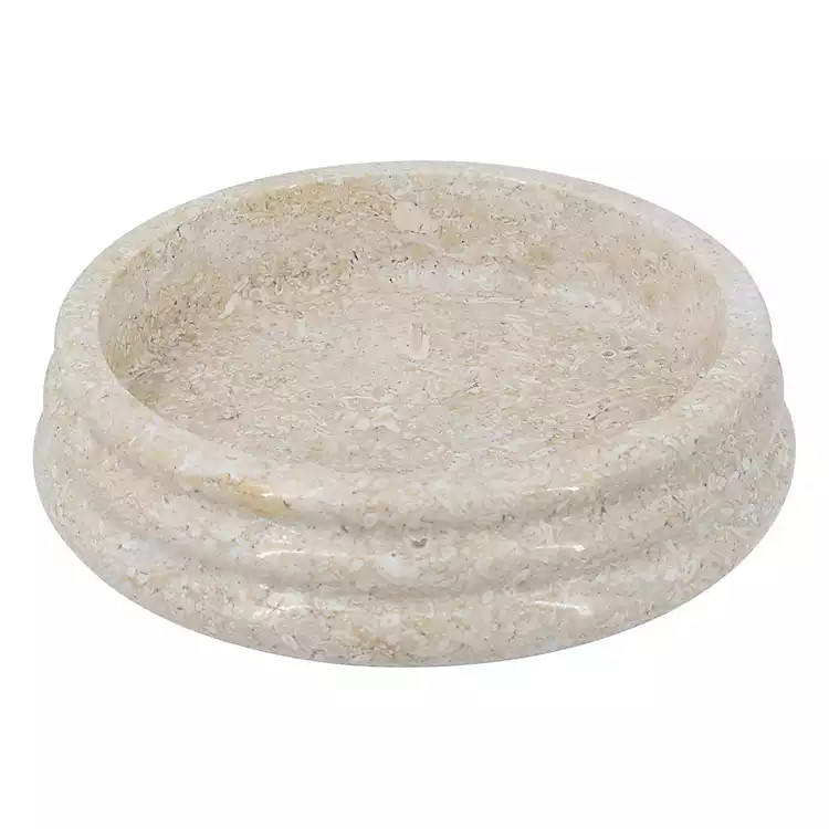Cream Marble Ribbed Decorative Bowl | Kirklands
