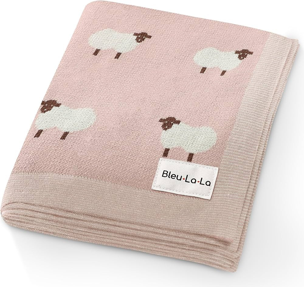 Bleu La La Luxury Knit Baby Receiving Blanket - 100% Cotton Soft Cozy Lightweight Receiving Swadd... | Amazon (US)