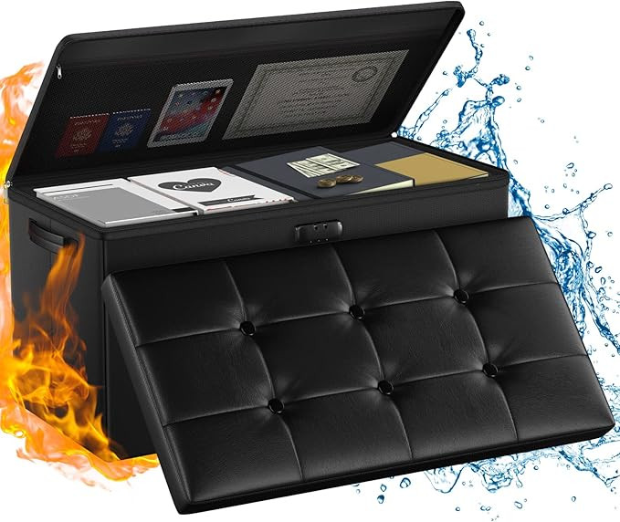 ENGPOW Storage Ottoman Bench,Fireproof Folding Bench with Lock,30 Inches Fire＆Water Resistant S... | Amazon (US)