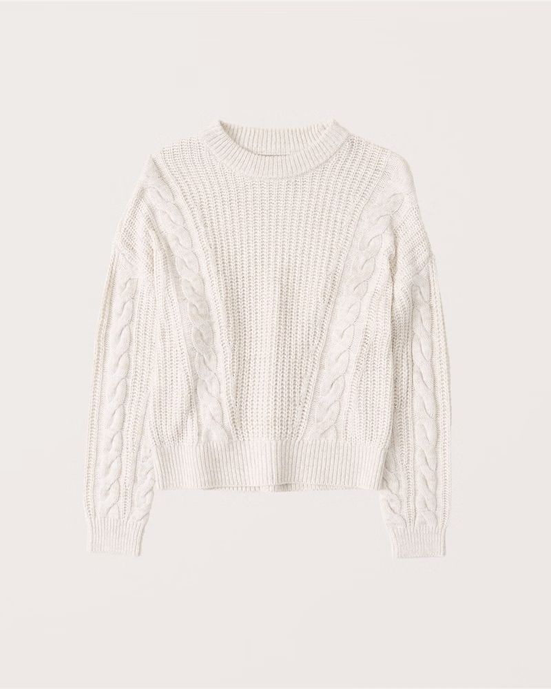 Women's Cable Knit Crew Sweater | Women's Tops | Abercrombie.com | Abercrombie & Fitch (UK)