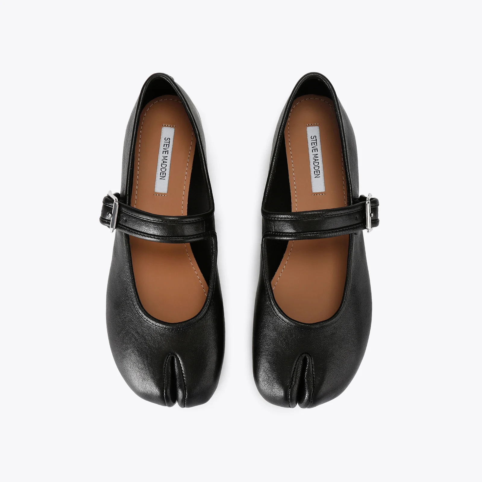Calara Black Leather Split Toe Ballet Flat | Steve Madden UK