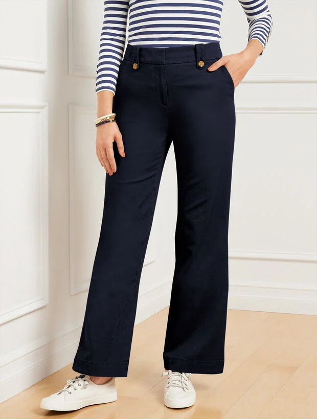 Twill Wide Leg Pants | Talbots