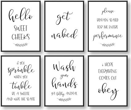 Bathroom Wall Decor, Bathroom Wall Art, Bathroom Quotes, Signs & Rules Decorations, Bathroom Pict... | Amazon (US)