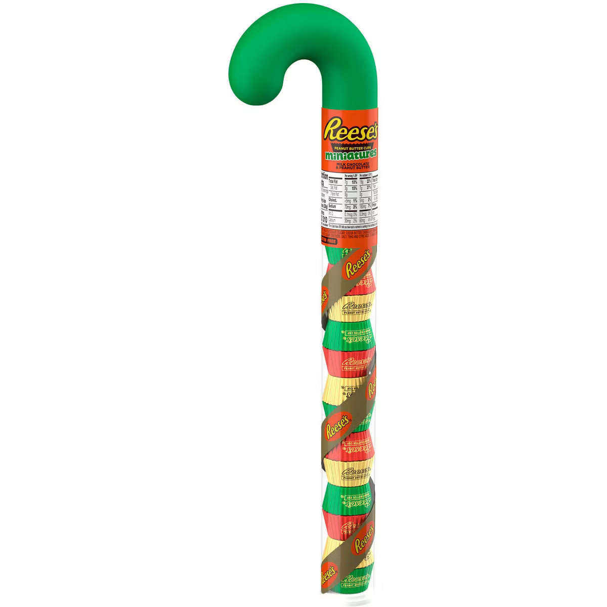 REESE'S Peanut Butter Cups Christmas Candy Filled Plastic Cane Miniatures - 2.17oz | Target