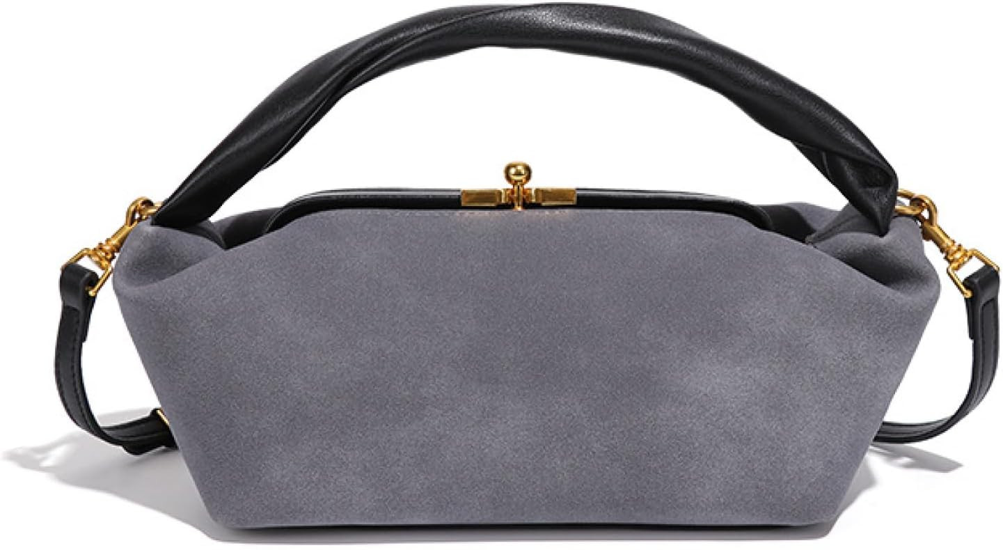 Suede Kiss Lock Shoulder Bag, Slouchy Crescent Hobo Purse & Satchel Handbag | Amazon (US)