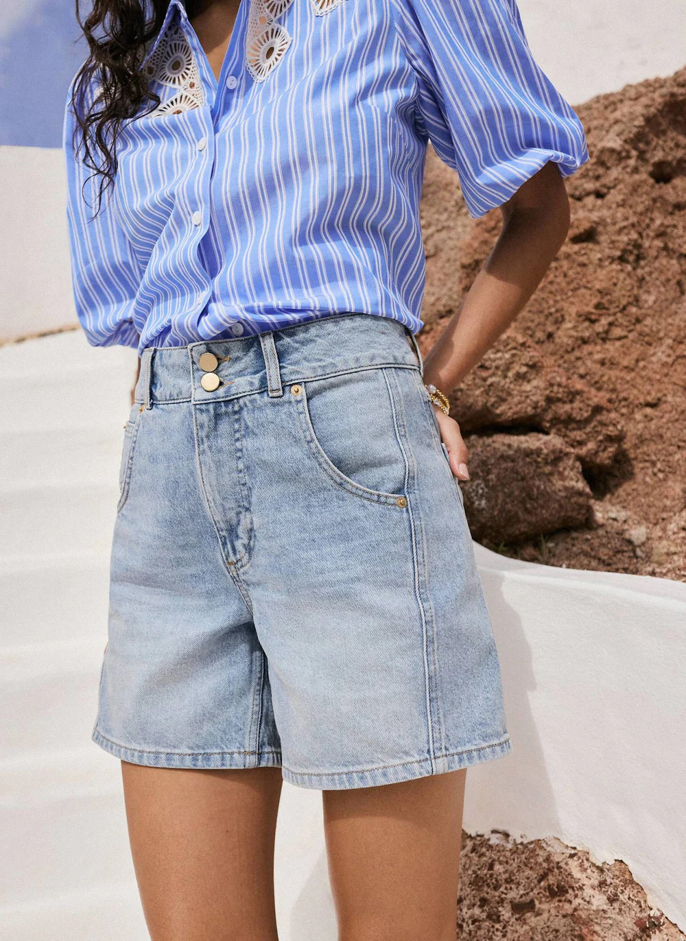 Mid Indigo Denim Shorts | Mint Velvet