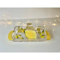 Butter Dish, Painted Glass, Lemons, Butter Dish With Lid, Keeper, Covered Mother's Day Gift | Etsy (US)
