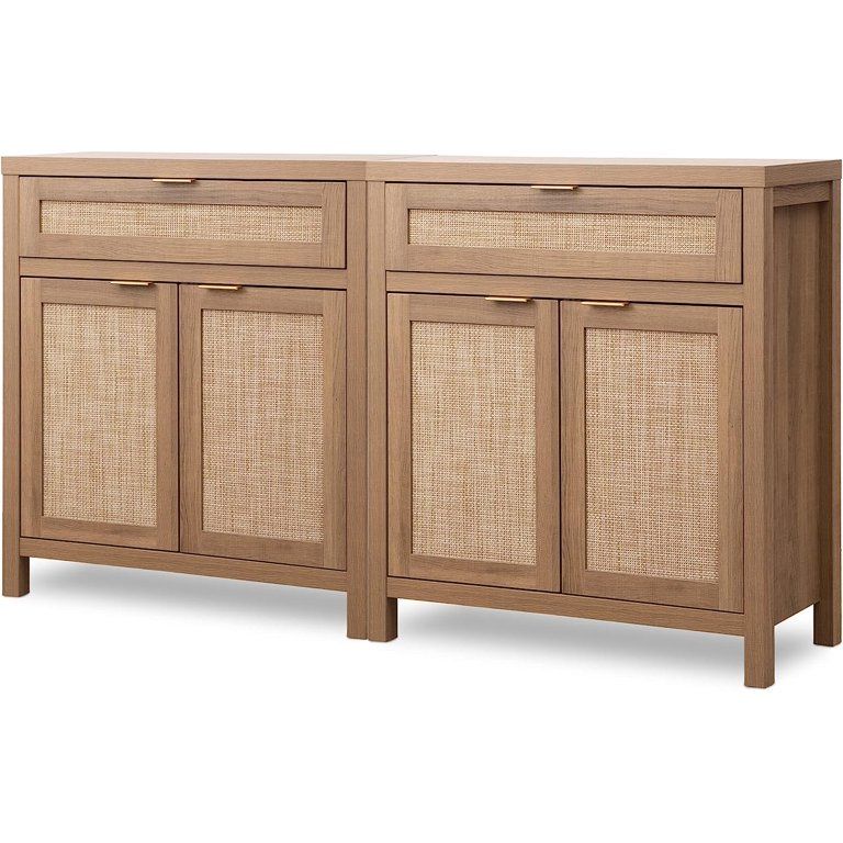 Sanspredet Sideboard Buffet Cabinet Set of 2, Rattan Credenza Storage Cabinet, Boho Accent Cabine... | Walmart (US)