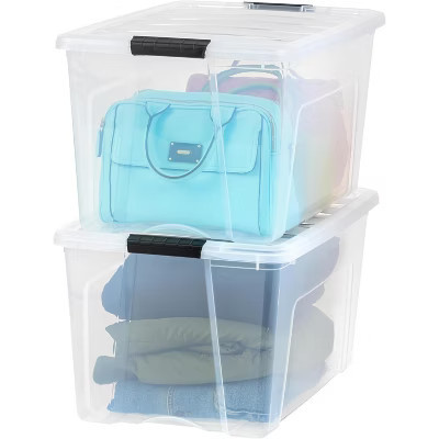 IRIS USA 2 Pack Plastic Storage Bins with Lids, 72 Quart, Latches Durable Nestable Containers Secure Pull Handle | Target