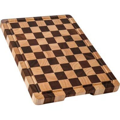 Checkered Cutting Board, Acacia Wood Chopping Board with Grooves and Handles, Butcher Block Serving Board for Kitchen, 16.5" x 11.6 | Wayfair North America