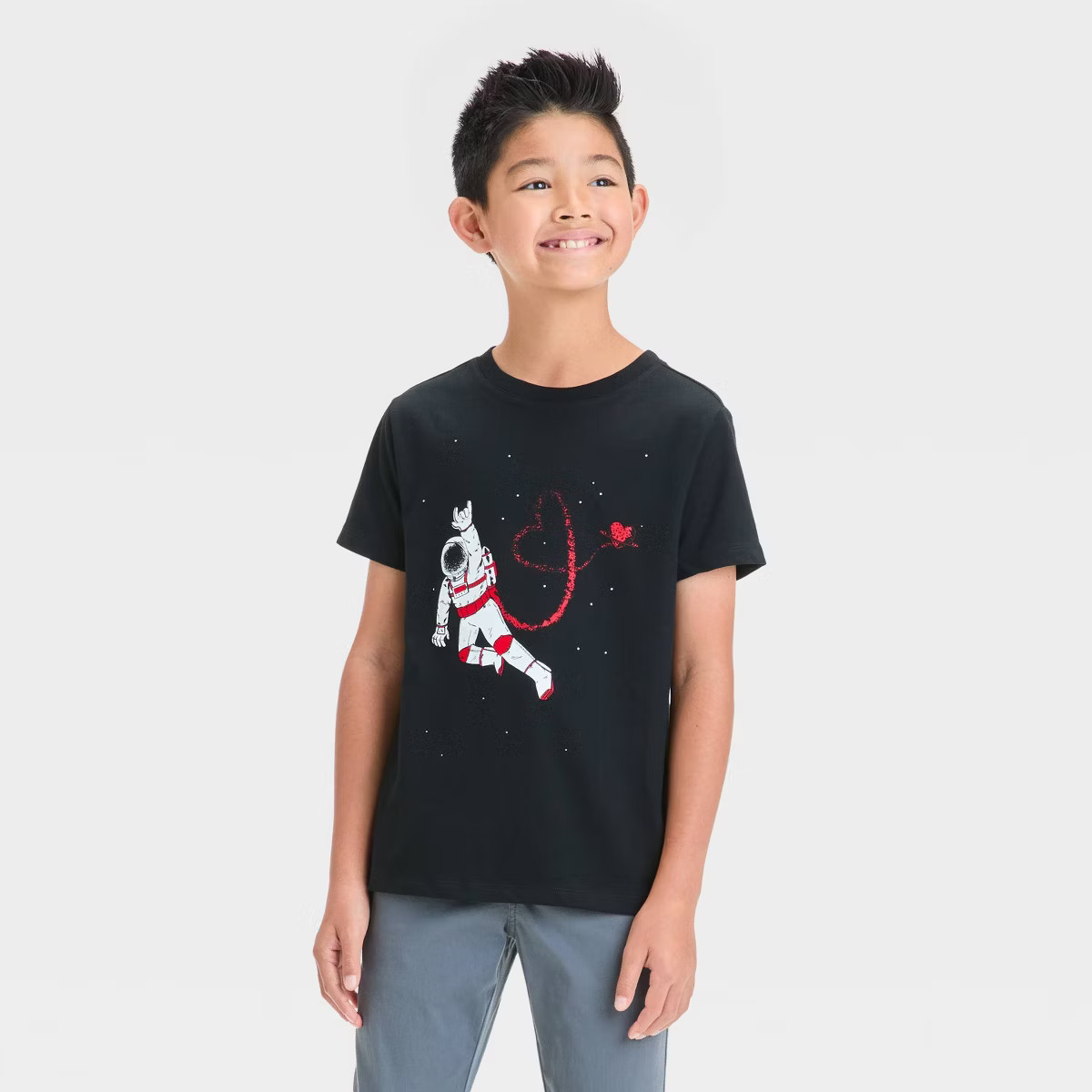 Boys' Short Sleeve Valentine's Day Graphic T-Shirt - Cat & Jack™ Black S | Target