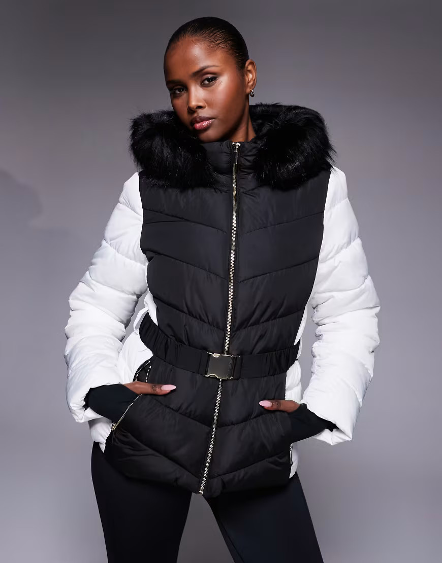 New Look ski puffer jacket in white and black | ASOS (Global)