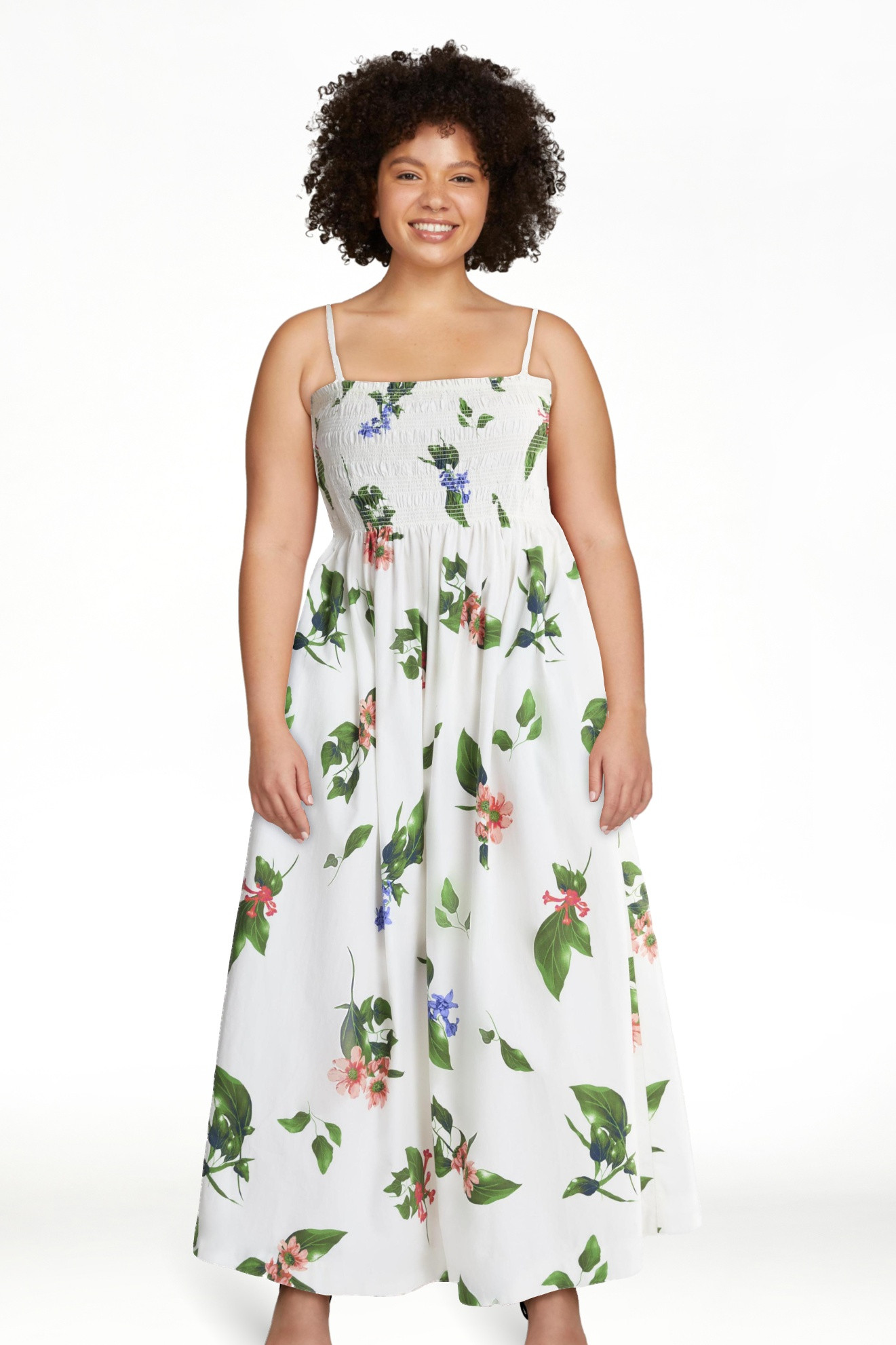 Scoop Women’s and Women’s Plus Smocked Cotton Maxi Dress, Sizes XS-4X | Walmart (US)