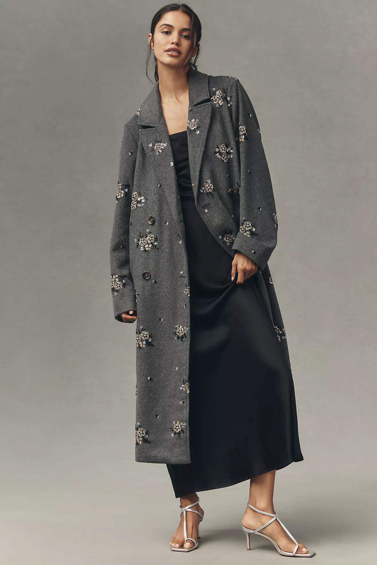 By Anthropologie Embellished Wool Blend Coat | Anthropologie (US)