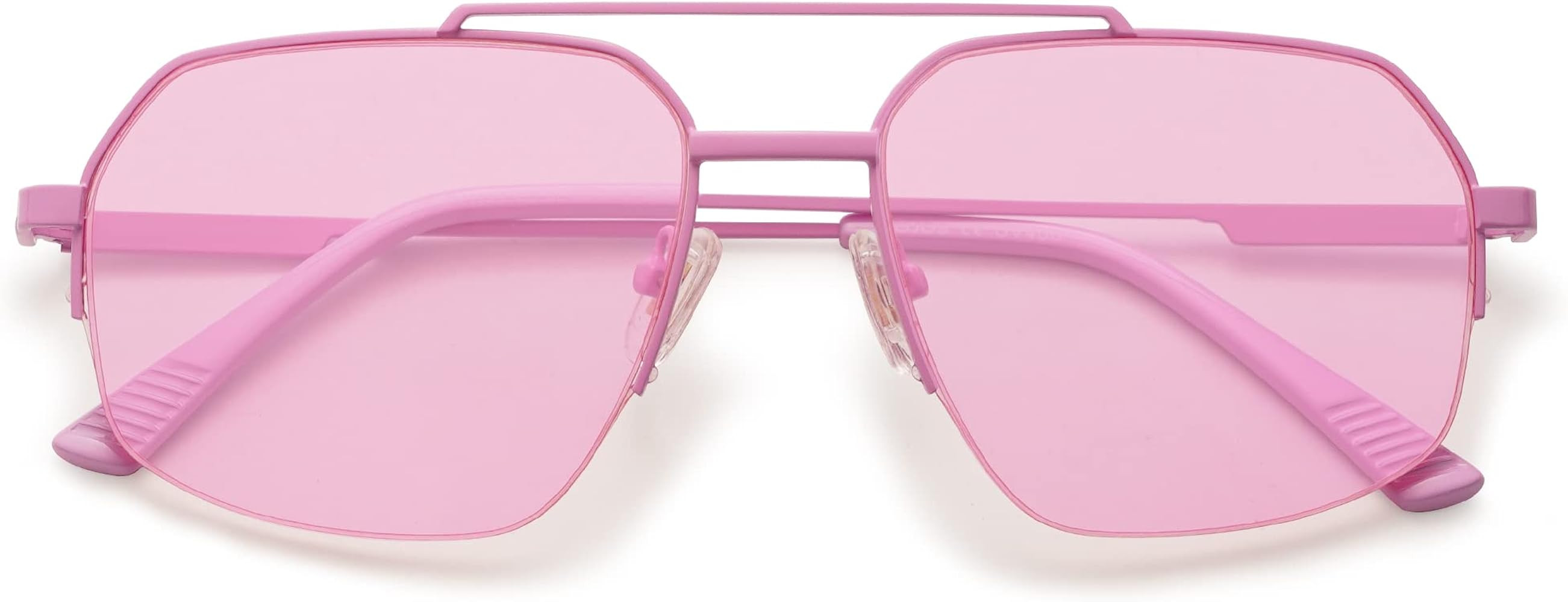 SOJOS Trendy Aviator Sunglasses Mens Womens Retro Double Bridge Metal Semi-Rimless Shades Lentes ... | Amazon (US)