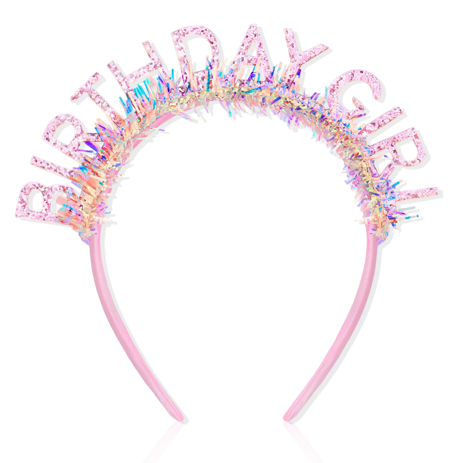 CIEHER Birthday Girl Headband Crown for Women & Girls - Pink Glitter Letter Tiara - One Size Fits... | Amazon (US)
