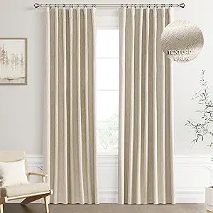 Joywell Full Blackout Textured Linen Curtains 90 Inches Long,Rod Pocket/Back Tab/Hook Belt/Clip R... | Amazon (US)