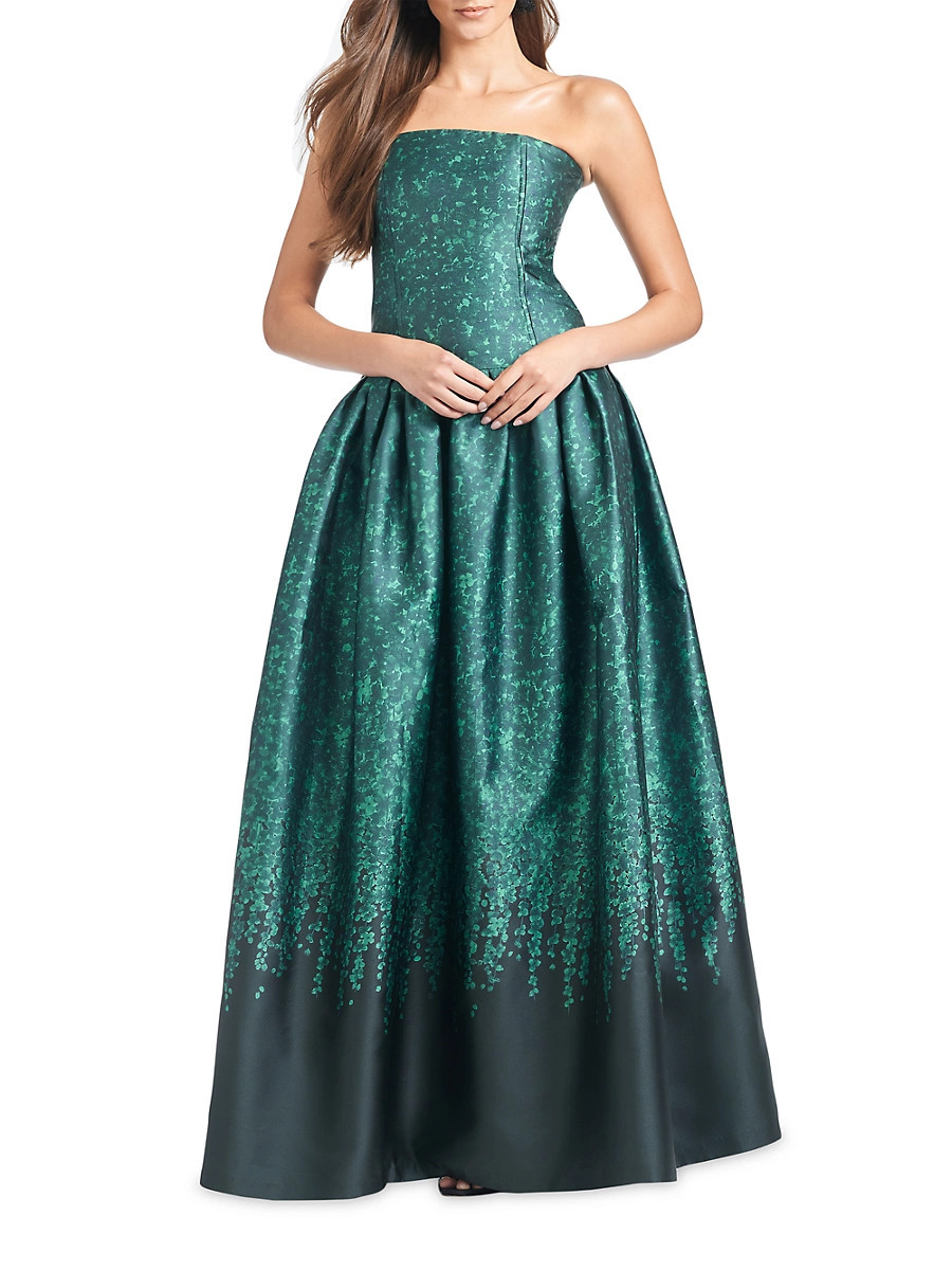 Women's Georgina Abstract Satin Strapless Gown - Emerald Wisteria - Size 6 | Saks Fifth Avenue