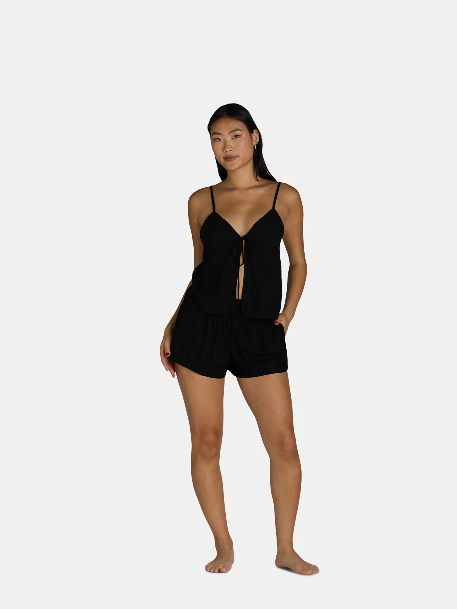 No Boundaries Woven Cami and Shorts Sleepwear Set, Women's and Women's Plus | Walmart (US)