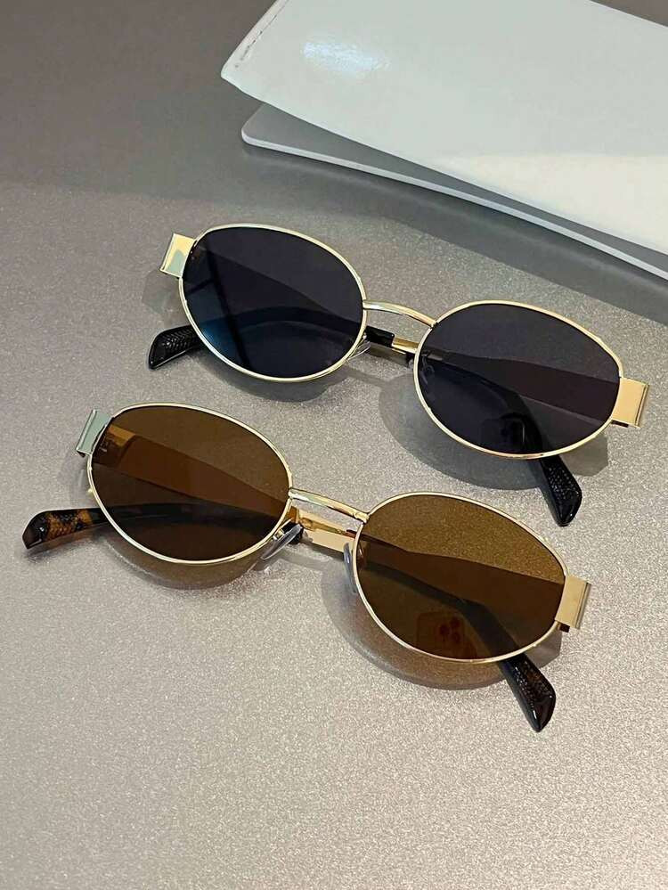 1/2pcs Women's Vintage Small Oval Frame Personality Fashion Glasses, Suitable For Daily Wear Eleg... | SHEIN