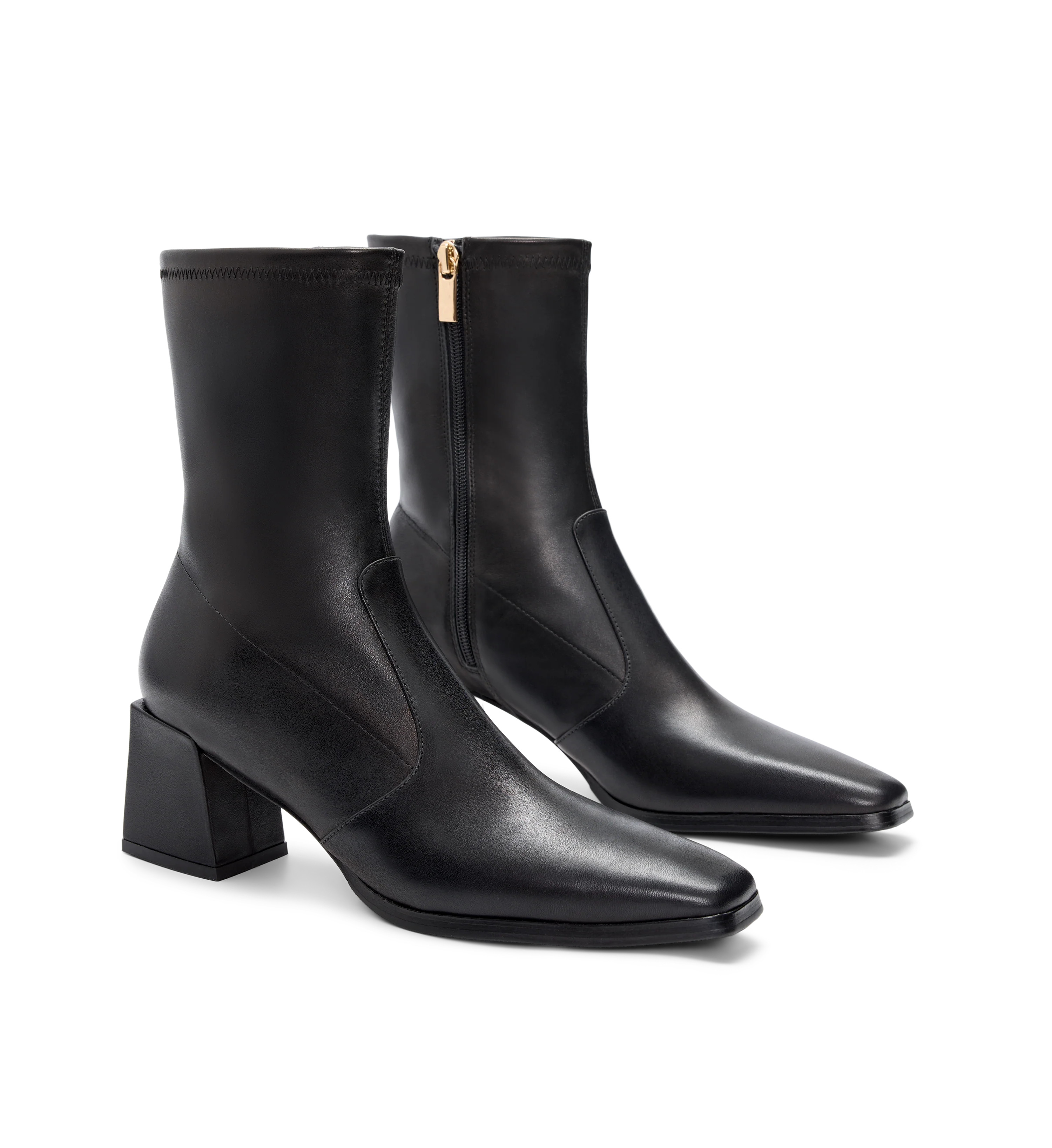 Nightingale Black Leather Heeled Boots - Bared Footwear | Bared Footwear
